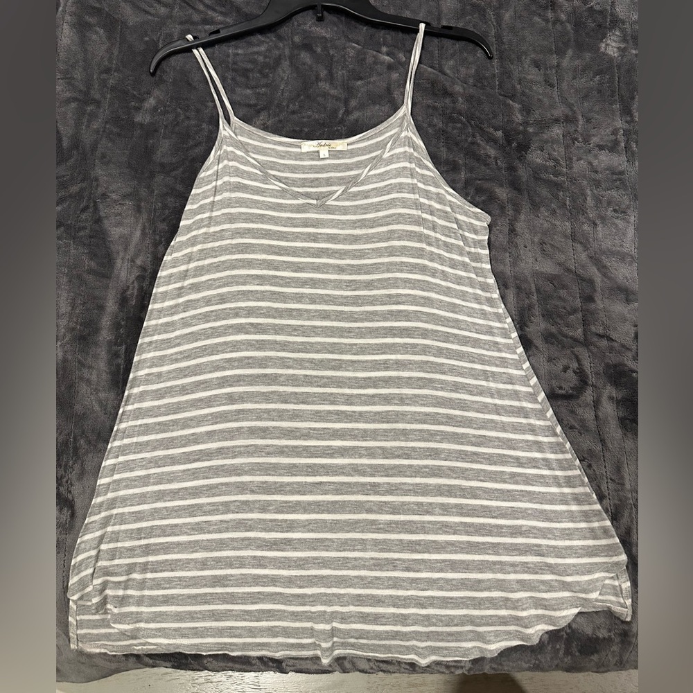 Grey stripe top size large